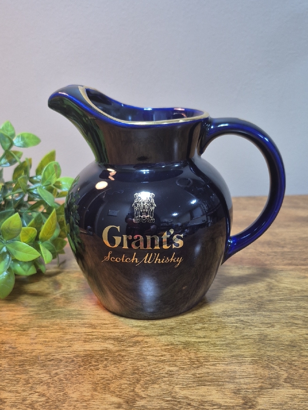 WADE PDM ENGLAND Vintage Grant's Scotch Whiskey Cobalt Blue Pitcher Jug